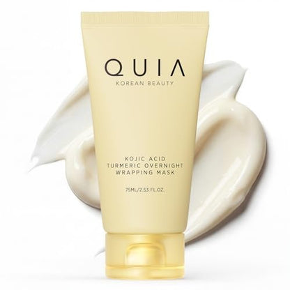 QUIA Turmeric + Kojic Acid Overnight Wrapping Mask – Hydrating Korean Face Mask for Glowing Skin, Even Tone & Improved Texture, 2.53 Fl Oz Avelisse