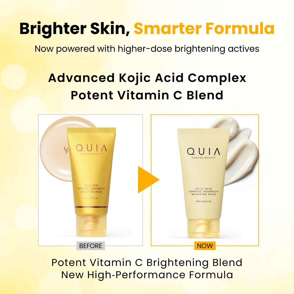 QUIA Turmeric + Kojic Acid Overnight Wrapping Mask – Hydrating Korean Face Mask for Glowing Skin, Even Tone & Improved Texture, 2.53 Fl Oz Avelisse