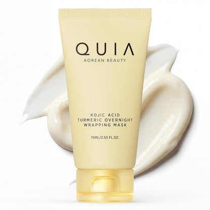 QUIA Turmeric + Kojic Acid Overnight Wrapping Mask – Hydrating Korean Face Mask for Glowing Skin, Even Tone & Improved Texture, 2.53 Fl Oz Avelisse