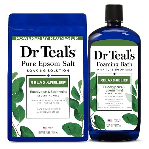 Dr Teal's Pure Epsom Salt Soak and Foaming Bath, Relax & Relief with Eucalyptus & Spearmint, Combo Pack Avelisse