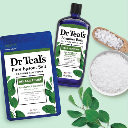 Dr Teal's Pure Epsom Salt Soak and Foaming Bath, Relax & Relief with Eucalyptus & Spearmint, Combo Pack Avelisse