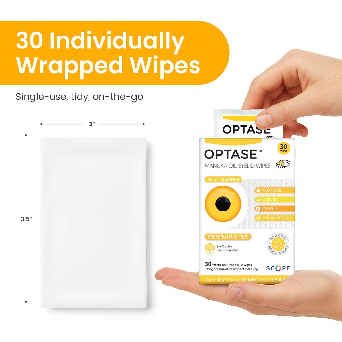 Optase Manuka Oil Eyelid Wipes – 30 Count, Preservative-Free Daily Eyelid Cleansing Wipes for Hygiene and Comfort - görsel 11