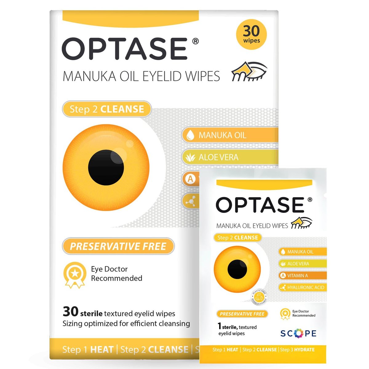 Optase Manuka Oil Eyelid Wipes – 30 Count, Preservative-Free Daily Eyelid Cleansing Wipes for Hygiene and Comfort - görsel 1