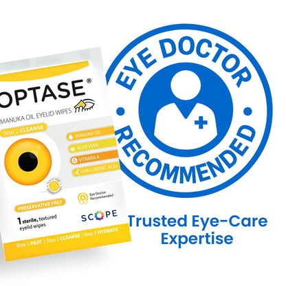 Optase Manuka Oil Eyelid Wipes – 30 Count, Preservative-Free Daily Eyelid Cleansing Wipes for Hygiene and Comfort