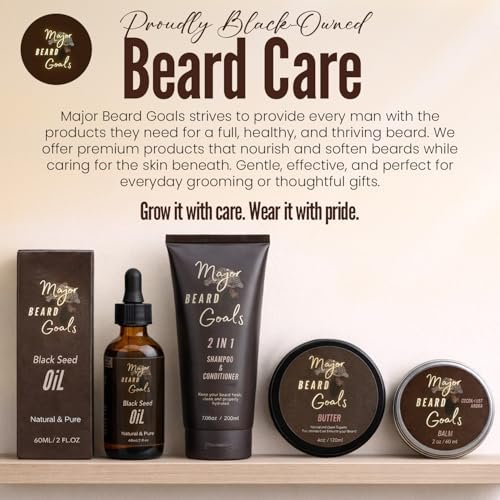 Major Beard Goals Beard Butter for Men - Leave-In Softener for Mustache & Beard Care, Cream Hydrates, Reduces Itchiness - Jamaican Black Castor Oil, Biotin, Collagen, & Shea Butter - 4oz Avelisse