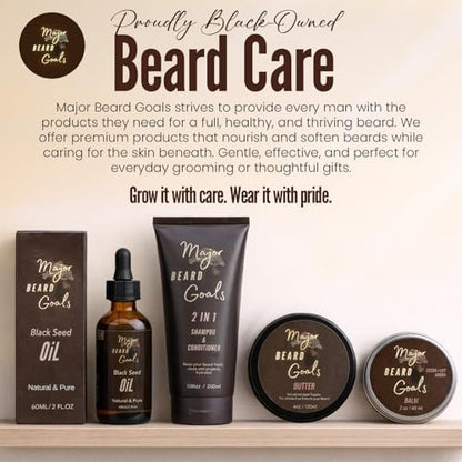 Major Beard Goals Beard Butter for Men - Leave-In Softener for Mustache & Beard Care, Cream Hydrates, Reduces Itchiness - Jamaican Black Castor Oil, Biotin, Collagen, & Shea Butter - 4oz Avelisse