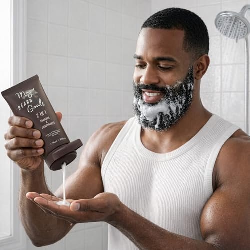 Major Beard Goals 2-in-1 Beard Wash & Conditioner for Men – Gentle Beard Shampoo & Conditioner for Soft, Hydrated, Nourished Facial Hair – Natural Ingredients – 7 oz Avelisse