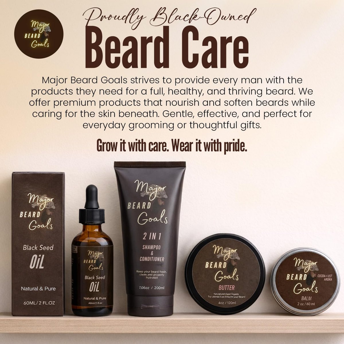 Major Beard Goals 2-in-1 Beard Wash & Conditioner for Men – Gentle Beard Shampoo & Conditioner for Soft, Hydrated, Nourished Facial Hair – Natural Ingredients – 7 oz Avelisse