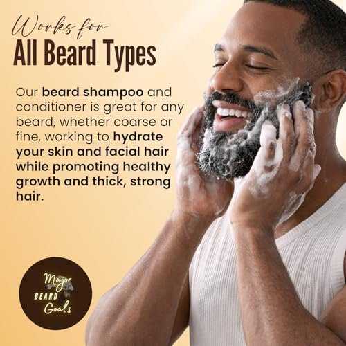 Major Beard Goals 2-in-1 Beard Wash & Conditioner for Men – Gentle Beard Shampoo & Conditioner for Soft, Hydrated, Nourished Facial Hair – Natural Ingredients – 7 oz Avelisse