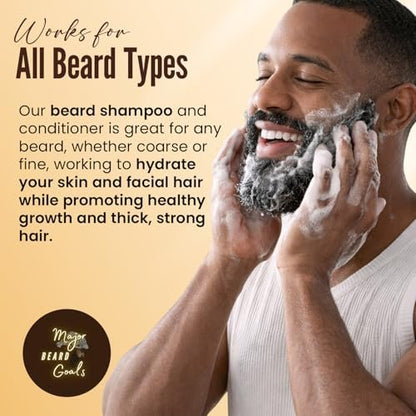 Major Beard Goals 2-in-1 Beard Wash & Conditioner for Men – Gentle Beard Shampoo & Conditioner for Soft, Hydrated, Nourished Facial Hair – Natural Ingredients – 7 oz Avelisse