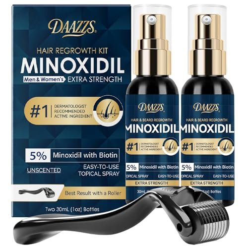 5% Minoxidil Hair Growth for Men and Women: Extra Strength Topical Solution with Biotin - Regrowth Serum for Beard and Scalp, 2-Pack - görsel 2