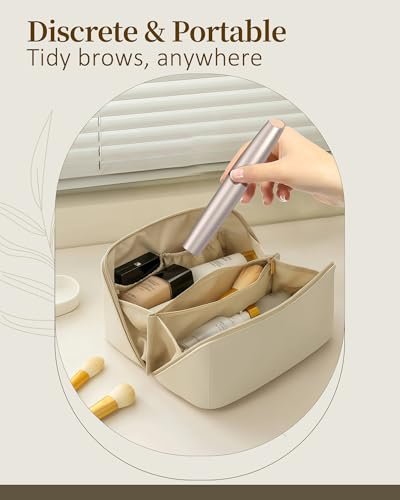TeethBliss Rechargeable Eyebrow Trimmer for Women – Electric Painless Eyebrow Razor with LED Light & 2 Replacement Heads, Facial Hair Remover for Eyebrows, Lips, Face (Light Gold) Avelisse