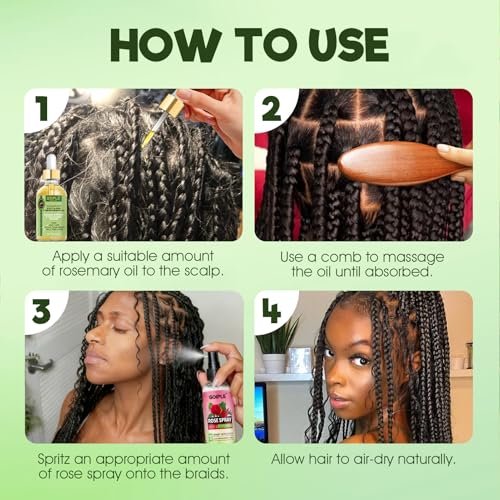 Rose Water Hair Loc Spray Refreshing for Locs – Hydrating Scalp Moisturizer with Dreadlock Brush, Wide Tooth Comb & Rosemary Oil Set for Hair Growth Avelisse