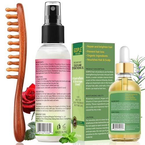 Rose Water Hair Loc Spray Refreshing for Locs – Hydrating Scalp Moisturizer with Dreadlock Brush, Wide Tooth Comb & Rosemary Oil Set for Hair Growth Avelisse