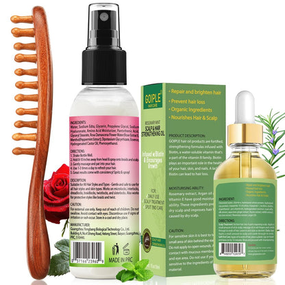 Rose Water Hair Loc Spray Refreshing for Locs – Hydrating Scalp Moisturizer with Dreadlock Brush, Wide Tooth Comb & Rosemary Oil Set for Hair Growth Avelisse