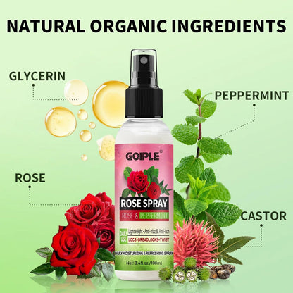 Rose Water Hair Loc Spray Refreshing for Locs – Hydrating Scalp Moisturizer with Dreadlock Brush, Wide Tooth Comb & Rosemary Oil Set for Hair Growth Avelisse