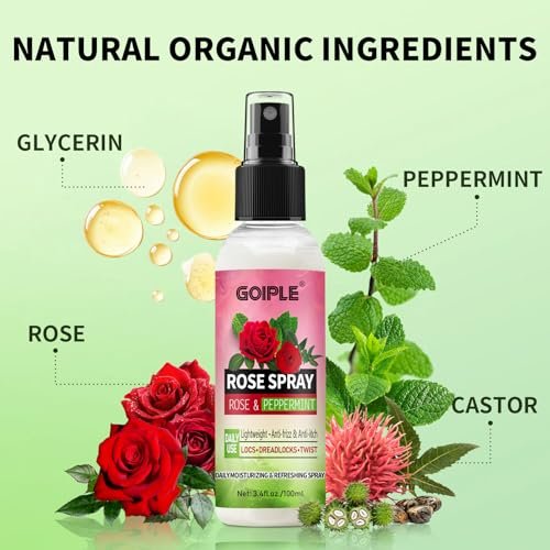 Rose Water Hair Loc Spray Refreshing for Locs – Hydrating Scalp Moisturizer with Dreadlock Brush, Wide Tooth Comb & Rosemary Oil Set for Hair Growth Avelisse