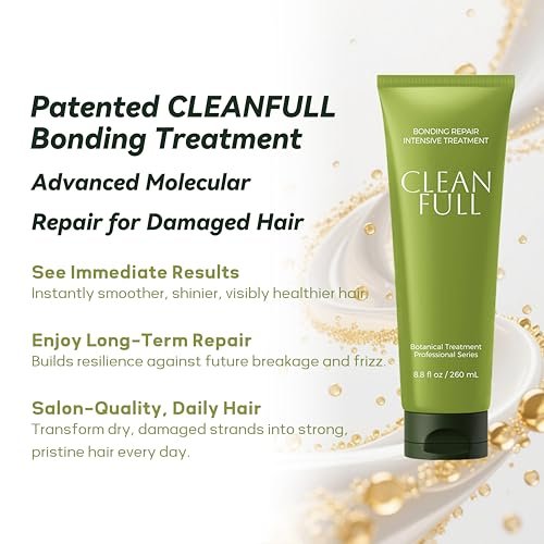 CLEANFULL Hydrate Soft Conditioner for Dry Damaged Hair - Botanical Bonding Repair Treatment, Nourishes Hair Mask for Color Treated Brittle Hair, Strengthens & Adds Shine (8.8 fl oz) Avelisse