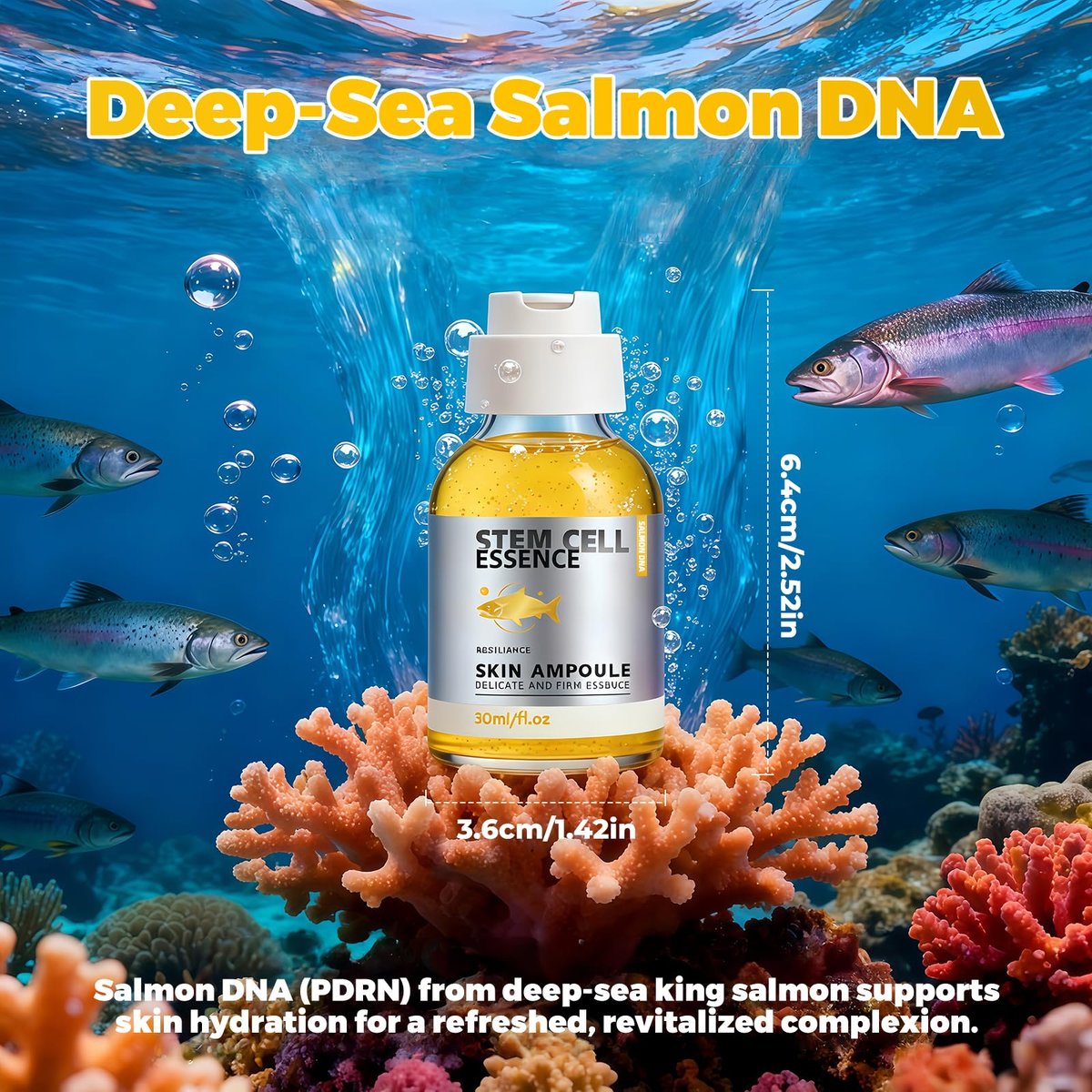 Salmon DNA Ampoule with PDRN & Niacinamide – Deep Hydration & Radiance Serum, 1 fl oz (30ml) Avelisse