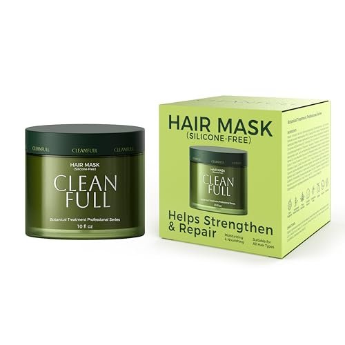 CLEANFULL Botanical Keratin Hair Mask – Silicone Free Deep Repair Conditioner for Dry Damaged Hair, Vegan 10 fl oz Avelisse
