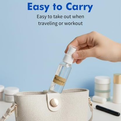 DNSEN 5 Pack 3.4 oz Travel Spray Bottles - TSA Approved Fine Mist Refillable Empty Clear Plastic Bottles with Labels