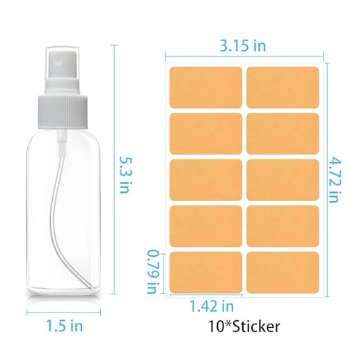 DNSEN 5 Pack 3.4 oz Travel Spray Bottles - TSA Approved Fine Mist Refillable Empty Clear Plastic Bottles with Labels - görsel 6