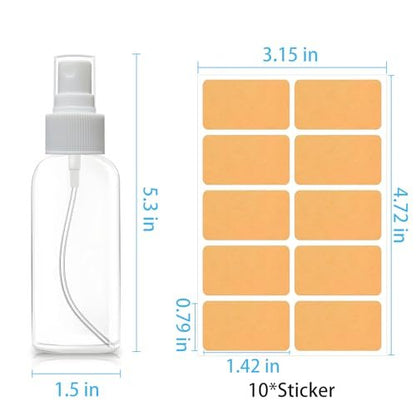 DNSEN 5 Pack 3.4 oz Travel Spray Bottles - TSA Approved Fine Mist Refillable Empty Clear Plastic Bottles with Labels
