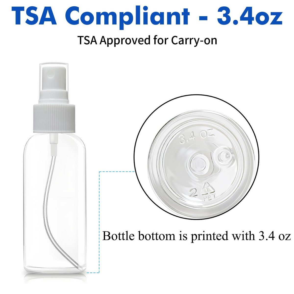 DNSEN 5 Pack 3.4 oz Travel Spray Bottles - TSA Approved Fine Mist Refillable Empty Clear Plastic Bottles with Labels - görsel 7