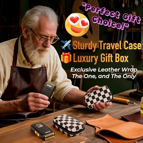 8500RPM Leather-Wrapped Close Shave Foil Shaver for Men - 3-Speed Electric Razor with Travel Case, USB-C Rechargeable, 200min Runtime Avelisse