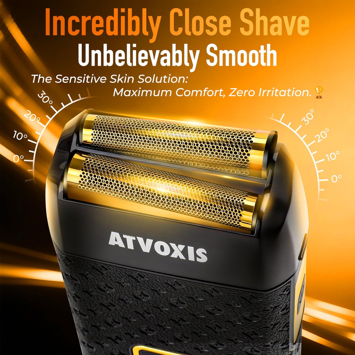 8500RPM Leather-Wrapped Close Shave Foil Shaver for Men - 3-Speed Electric Razor with Travel Case, USB-C Rechargeable, 200min Runtime Avelisse