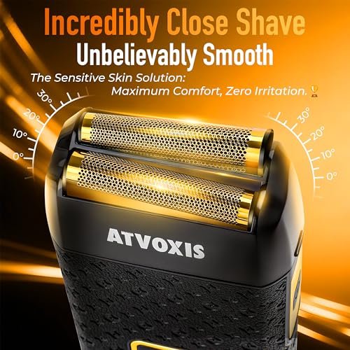8500RPM Leather-Wrapped Close Shave Foil Shaver for Men - 3-Speed Electric Razor with Travel Case, USB-C Rechargeable, 200min Runtime Avelisse