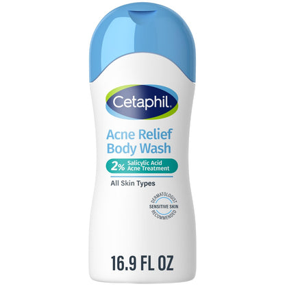 Cetaphil Acne Relief Body Wash - 16.9 fl oz | Salicylic Acid Body Wash for Sensitive, Acne-Prone Skin