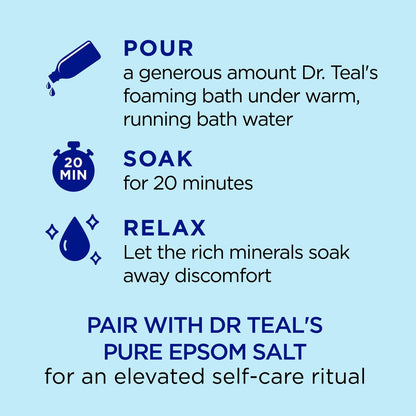 Dr Teal's Foaming Bath with Pure Epsom Salt, Restorative Minerals with Magnesium, Potassium, Zinc & Essential Oils, 62.5 fl oz
