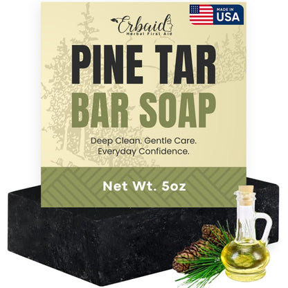 Pine Tar Soap – Natural Cleansing Bar for Men with Activated Charcoal & Colloidal Oatmeal – Acne, Eczema, Psoriasis & Itch Relief – Face & Body Wash – Made in the USA (5 oz)
