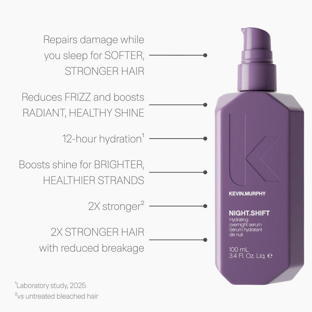 KEVIN.MURPHY NIGHT.SHIFT Lightweight Overnight Hair Serum with Hyaluronic Acid & Kakadu Plum – 3.4 fl oz Avelisse