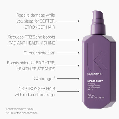 KEVIN.MURPHY NIGHT.SHIFT Lightweight Overnight Hair Serum with Hyaluronic Acid & Kakadu Plum – 3.4 fl oz Avelisse