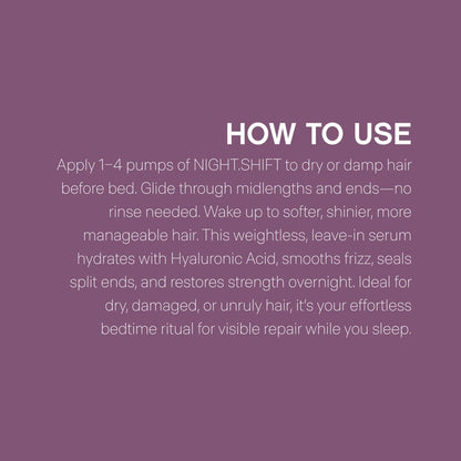 KEVIN.MURPHY NIGHT.SHIFT Lightweight Overnight Hair Serum with Hyaluronic Acid & Kakadu Plum – 3.4 fl oz Avelisse