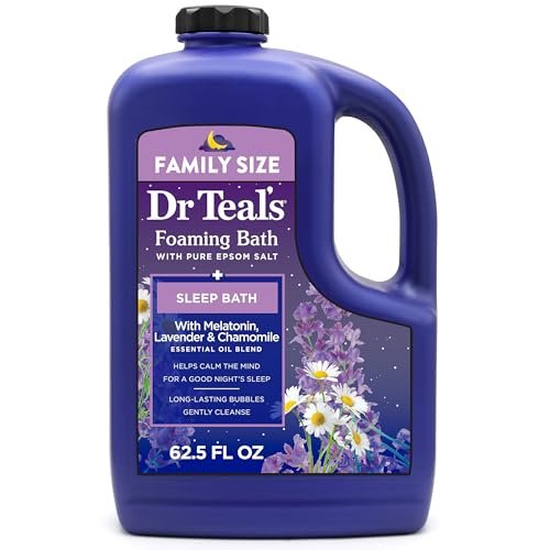 Dr Teal's Foaming Bath with Pure Epsom Salt, Sleep Blend with Melatonin, Lavender & Chamomile Essential Oils, 62.5 fl oz Avelisse