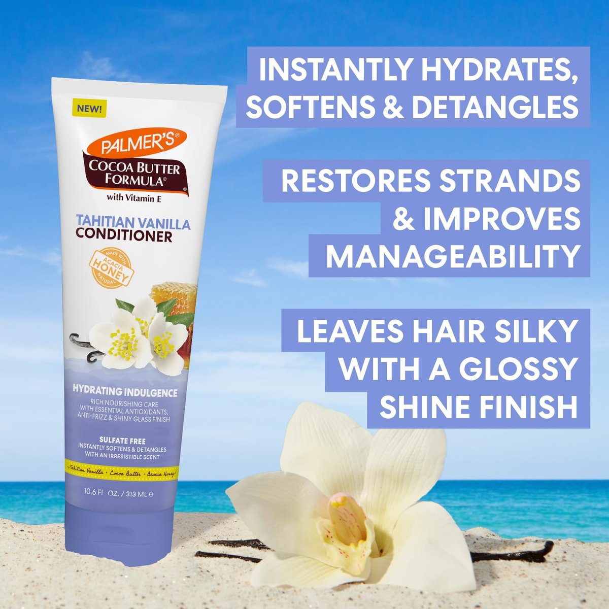 Palmer's Cocoa Butter Formula Tahitian Vanilla Hair Conditioner - Hydrating & Moisturizing Detangler with Vitamin E & Acacia Honey for Shine, Smoothness & Frizz Control, All Hair Types (10.6 Fl Oz) - görsel 3