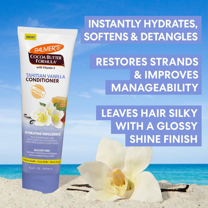 Palmer's Cocoa Butter Formula Tahitian Vanilla Hair Conditioner - Hydrating & Moisturizing Detangler with Vitamin E & Acacia Honey for Shine, Smoothness & Frizz Control, All Hair Types (10.6 Fl Oz)