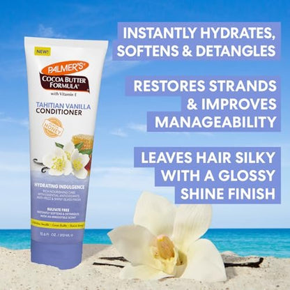 Palmer's Cocoa Butter Formula Tahitian Vanilla Hair Conditioner - Hydrating & Moisturizing Detangler with Vitamin E & Acacia Honey for Shine, Smoothness & Frizz Control, All Hair Types (10.6 Fl Oz)