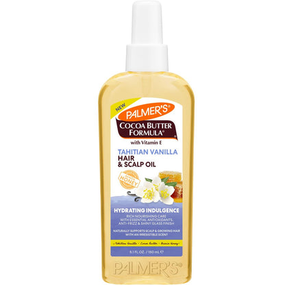 Palmer's Cocoa Butter Formula Tahitian Vanilla Hair & Scalp Oil, 5.1 Fl Oz - Hydrating & Nourishing Oil with Vitamin E & Acacia Honey for Shine, Smoothness & Frizz Control, All Hair Types