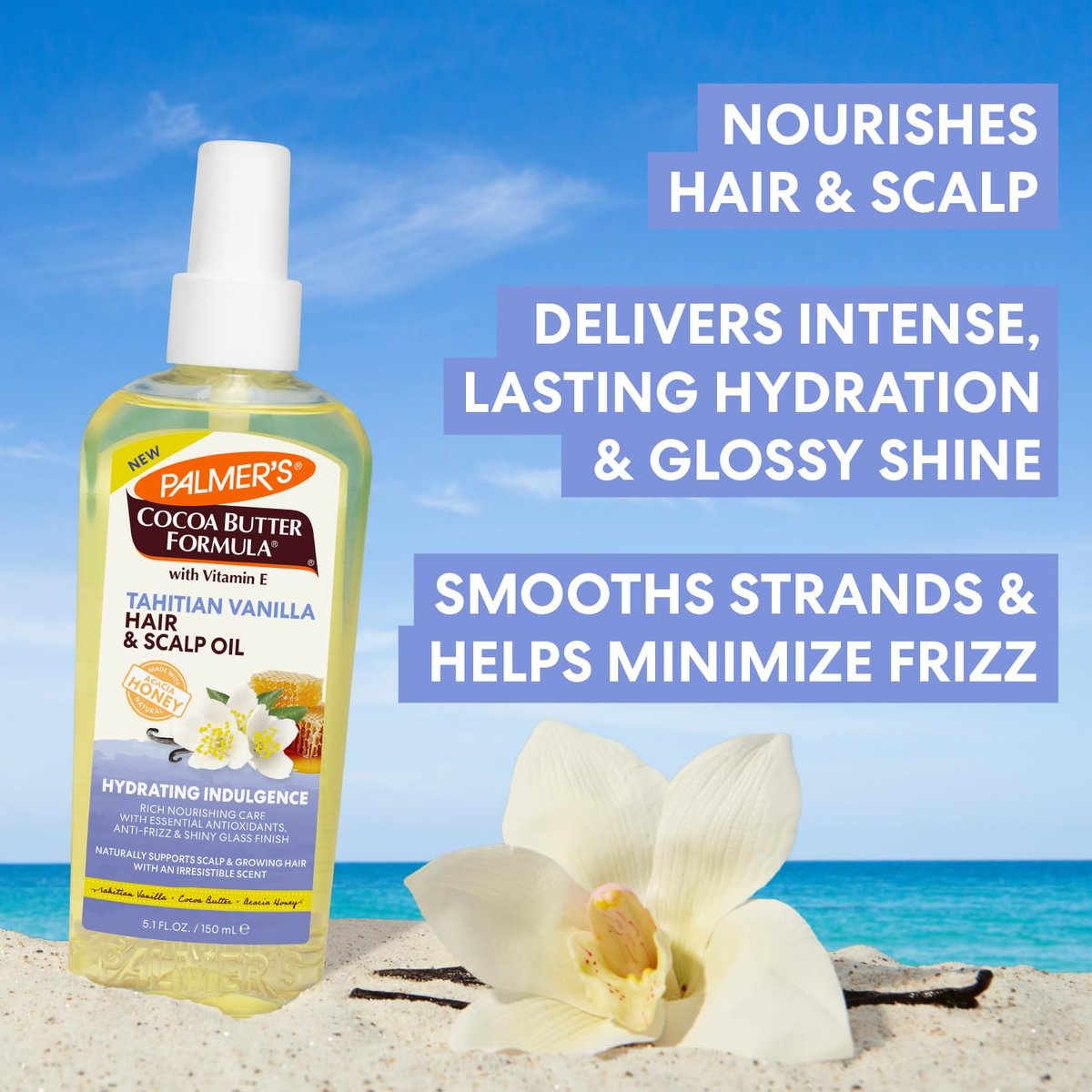 Palmer's Cocoa Butter Formula Tahitian Vanilla Hair & Scalp Oil, 5.1 Fl Oz - Hydrating & Nourishing Oil with Vitamin E & Acacia Honey for Shine, Smoothness & Frizz Control, All Hair Types - görsel 4
