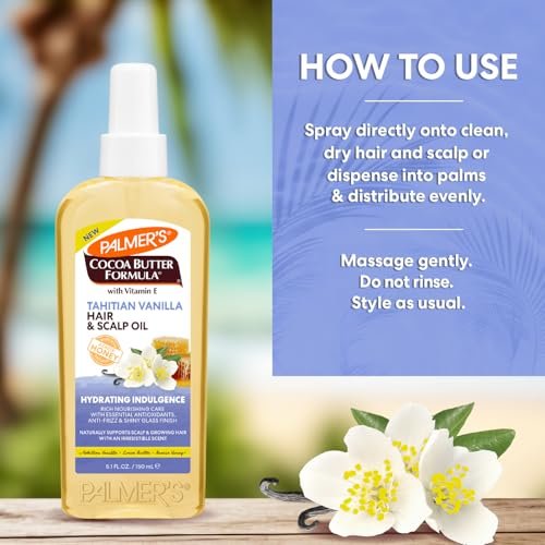 Palmer's Cocoa Butter Formula Tahitian Vanilla Hair & Scalp Oil, 5.1 Fl Oz - Hydrating & Nourishing Oil with Vitamin E & Acacia Honey for Shine, Smoothness & Frizz Control, All Hair Types - görsel 9