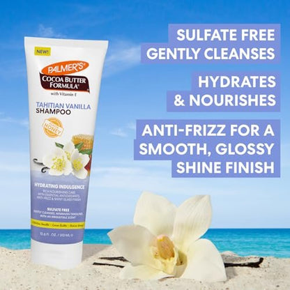 Palmer's Cocoa Butter Formula Tahitian Vanilla Hair Shampoo – Hydrating & Moisturizing Shampoo with Vitamin E & Acacia Honey for Shine, Smoothness & Frizz Control – 10.6 Fl Oz