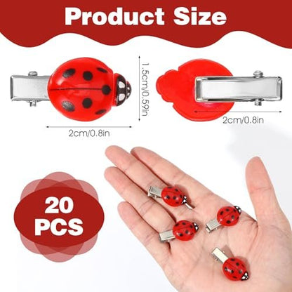 20 Pcs Ladybug Hair Clips – Cute Animal Barrettes for Teen Girls & Women, Funky Decorative Whimsical Hair Accessories for School, Halloween, Cosplay & Themed Parties