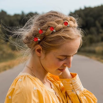 20 Pcs Ladybug Hair Clips – Cute Animal Barrettes for Teen Girls & Women, Funky Decorative Whimsical Hair Accessories for School, Halloween, Cosplay & Themed Parties