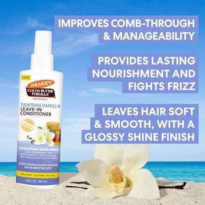 Palmer's Cocoa Butter Formula Tahitian Vanilla Leave In Conditioner Spray - 8.5 Fl Oz - Hydrating Hair Detangler with Acacia Honey & Vitamin E