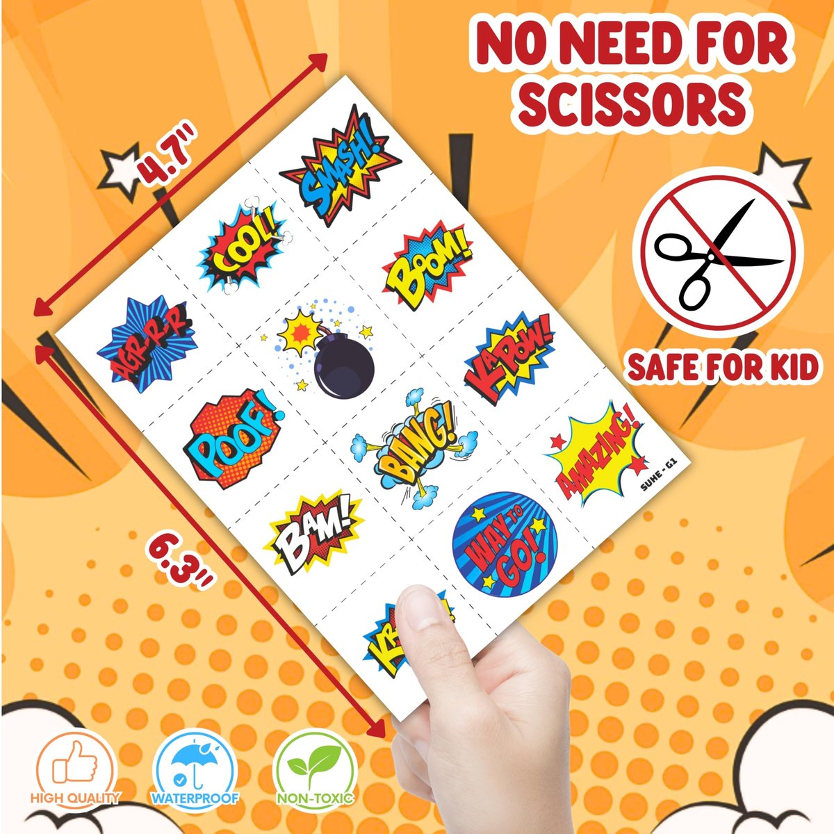 Cherisnowy 72-Piece Hero Party Set: 48 Temporary Tattoos & 24 Slap Bracelets for Kids' Birthday, Baby Shower, Classroom Rewards, and Party Decor - görsel 9