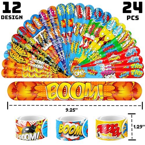 Cherisnowy 72-Piece Hero Party Set: 48 Temporary Tattoos & 24 Slap Bracelets for Kids' Birthday, Baby Shower, Classroom Rewards, and Party Decor - görsel 6